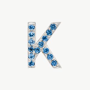 White Gold, Blue Diamond Letter Bead - Image 39