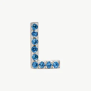 White Gold, Blue Diamond Letter Bead - Image 40