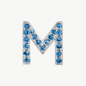 White Gold, Blue Diamond Letter Bead - Image 41