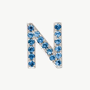 White Gold, Blue Diamond Letter Bead - Image 42