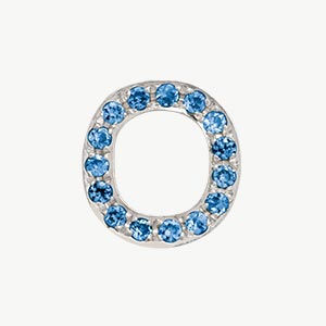 White Gold, Blue Diamond Letter Bead - Image 43