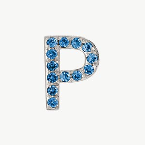 White Gold, Blue Diamond Letter Bead - Image 44