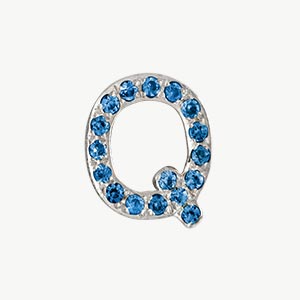 White Gold, Blue Diamond Letter Bead - Image 45