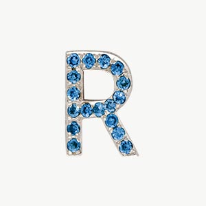White Gold, Blue Diamond Letter Bead - Image 46