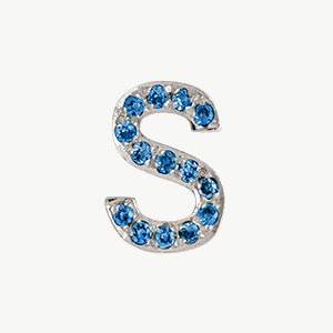 White Gold, Blue Diamond Letter Bead - Image 47