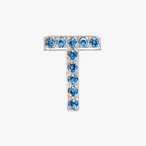 White Gold, Blue Diamond Letter Bead - Image 48