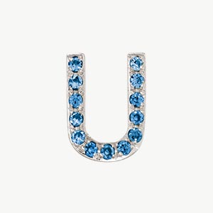 White Gold, Blue Diamond Letter Bead - Image 49