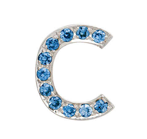 White Gold, Blue Diamond Letter Bead - Image 5