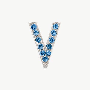White Gold, Blue Diamond Letter Bead - Image 50