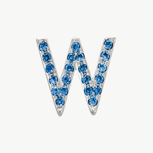 White Gold, Blue Diamond Letter Bead - Image 51