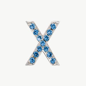 White Gold, Blue Diamond Letter Bead - Image 52