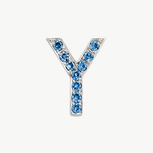 White Gold, Blue Diamond Letter Bead - Image 53