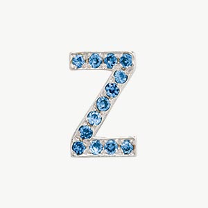 White Gold, Blue Diamond Letter Bead - Image 54