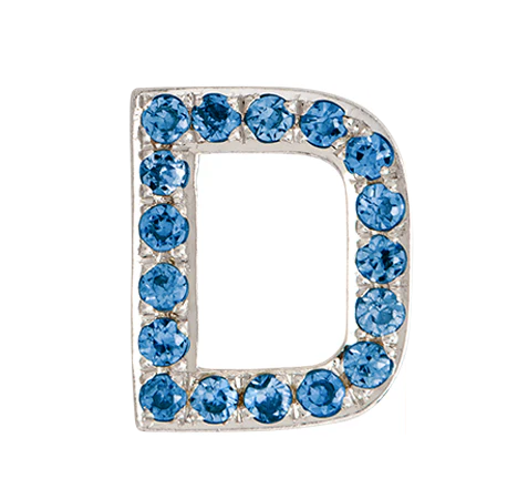 White Gold, Blue Diamond Letter Bead - Image 6