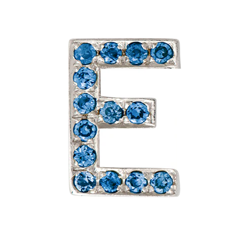 White Gold, Blue Diamond Letter Bead - Image 7