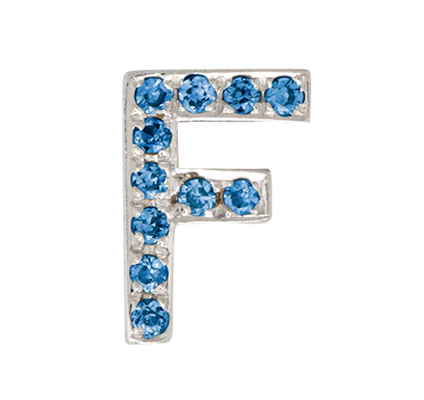 White Gold, Blue Diamond Letter Bead - Image 8