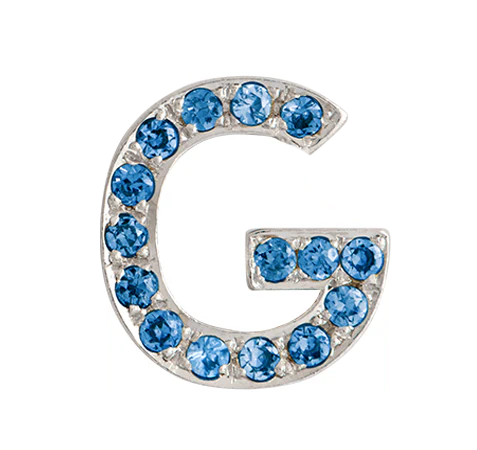 White Gold, Blue Diamond Letter Bead - Image 9