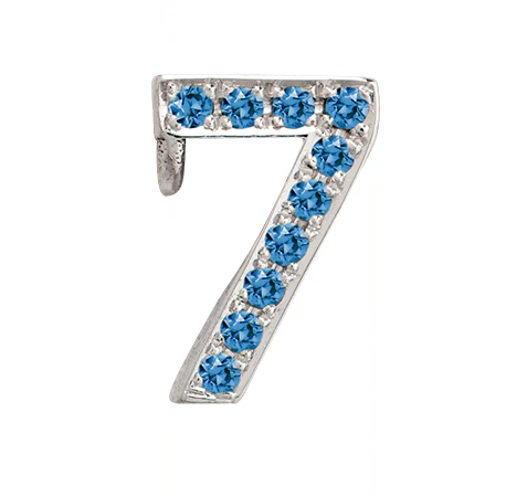White Gold, Blue Diamond Number Bead - Image 10