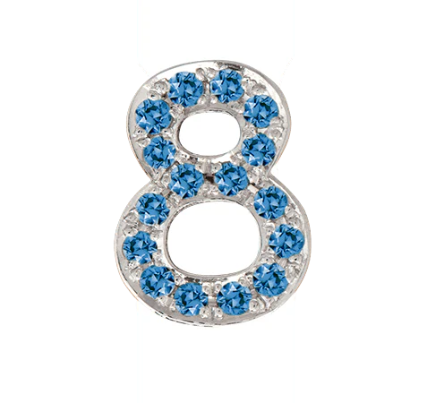 White Gold, Blue Diamond Number Bead - Image 11