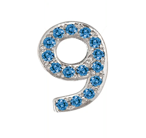 White Gold, Blue Diamond Number Bead - Image 12