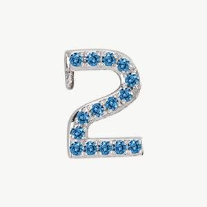 White Gold, Blue Diamond Number Bead - Image 15