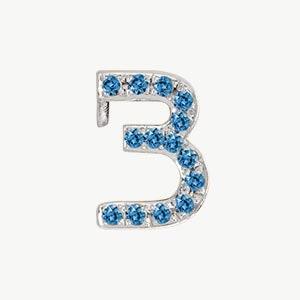 White Gold, Blue Diamond Number Bead - Image 16