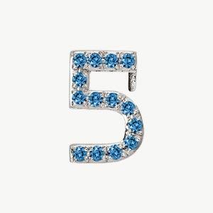 White Gold, Blue Diamond Number Bead - Image 18