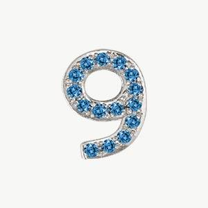 White Gold, Blue Diamond Number Bead - Image 22