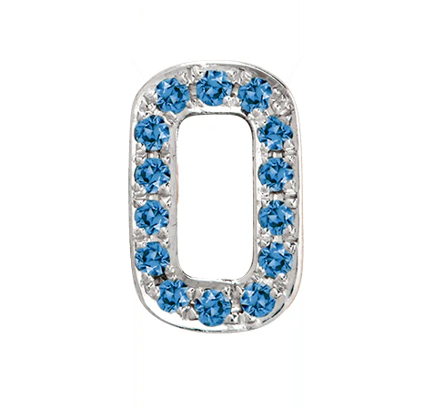 White Gold, Blue Diamond Number Bead - Image 3