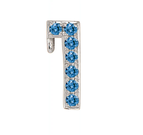 White Gold, Blue Diamond Number Bead - Image 4