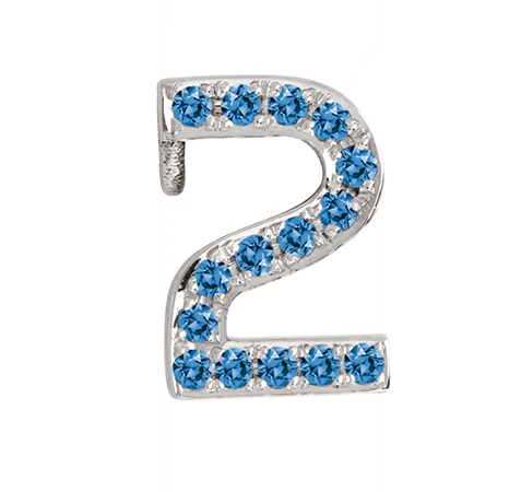White Gold, Blue Diamond Number Bead - Image 5