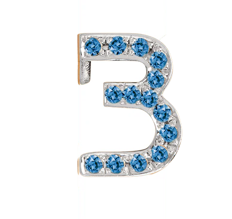 White Gold, Blue Diamond Number Bead - Image 6