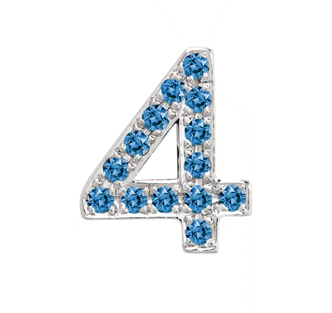 White Gold, Blue Diamond Number Bead - Image 7
