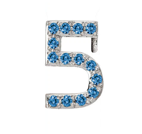 White Gold, Blue Diamond Number Bead - Image 8