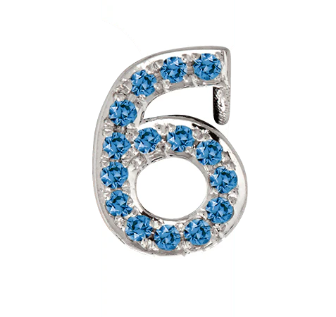 White Gold, Blue Diamond Number Bead - Image 9