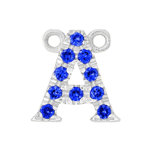 Blue Sapphire + 14k White Gold Letter Charm