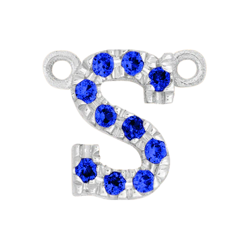 Blue Sapphire + 14k White Gold Letter Charm - Image 19
