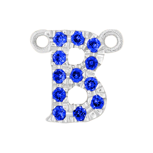 Blue Sapphire + 14k White Gold Letter Charm - Image 2
