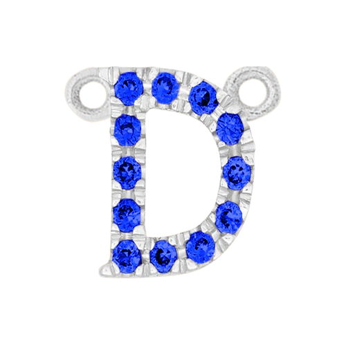 Blue Sapphire + 14k White Gold Letter Charm - Image 4