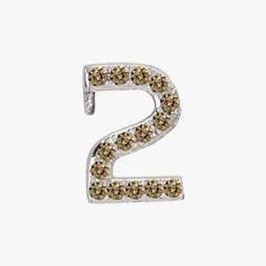 White Gold, Brown Diamond Number Bead - Image 15