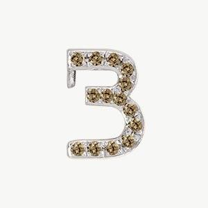 White Gold, Brown Diamond Number Bead - Image 16