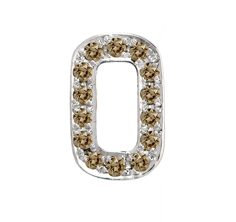 White Gold, Brown Diamond Number Bead - Image 3