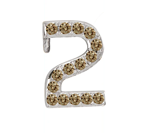 White Gold, Brown Diamond Number Bead - Image 5