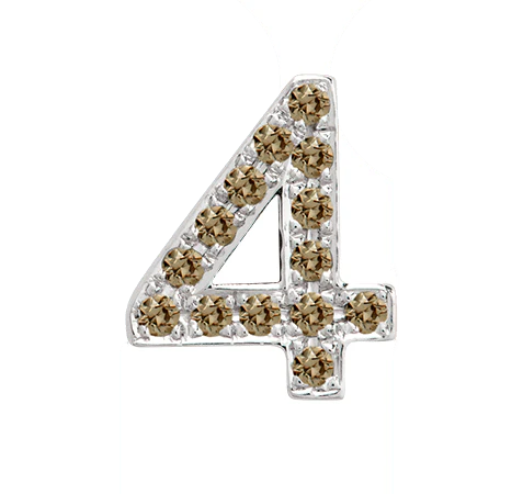 White Gold, Brown Diamond Number Bead - Image 7