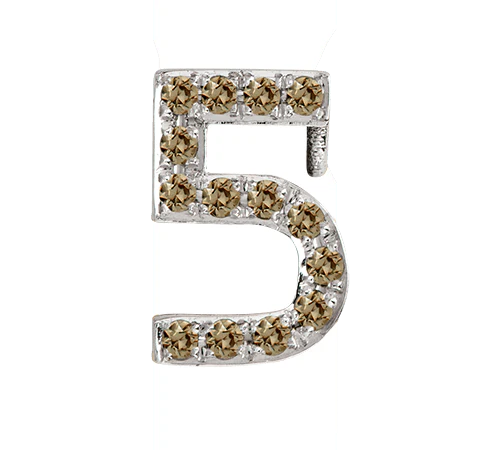 White Gold, Brown Diamond Number Bead - Image 8