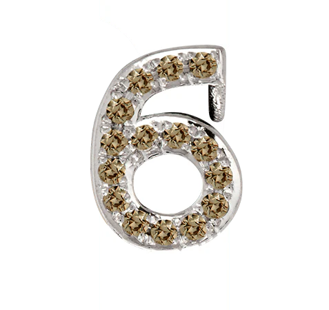 White Gold, Brown Diamond Number Bead - Image 9