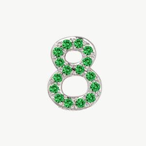 White Gold, Green Garnet Number Bead - Image 11