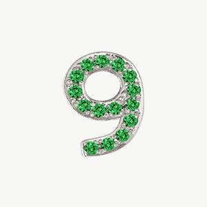 White Gold, Green Garnet Number Bead - Image 12