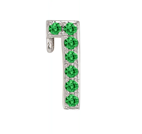 White Gold, Green Garnet Number Bead - Image 14