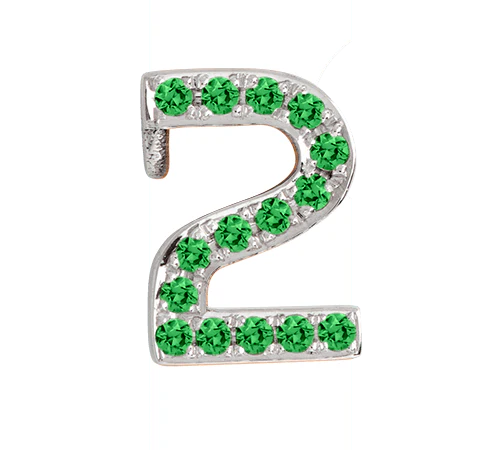 White Gold, Green Garnet Number Bead - Image 15